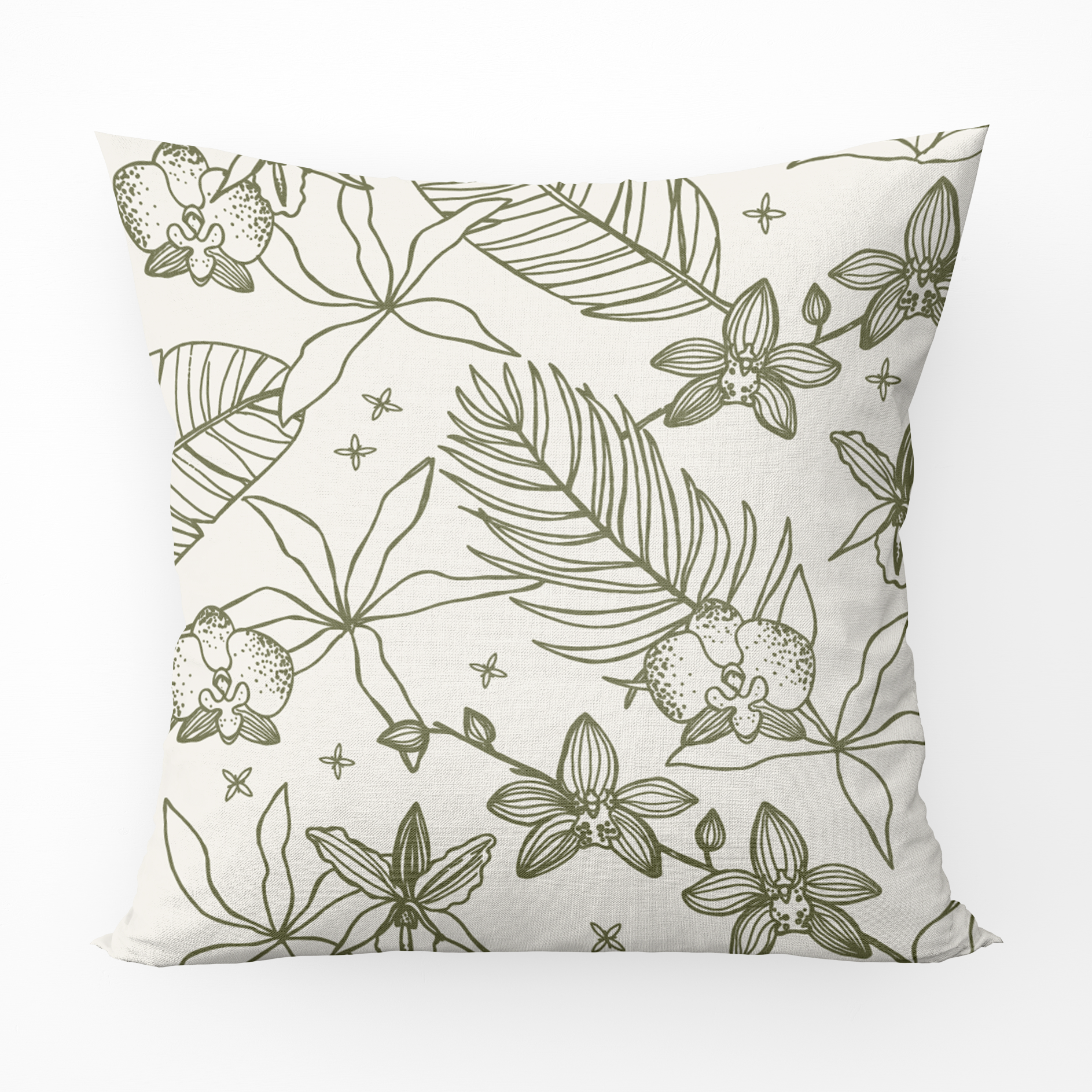 22X22" Pillow Cover in Paradise Party Olive Green